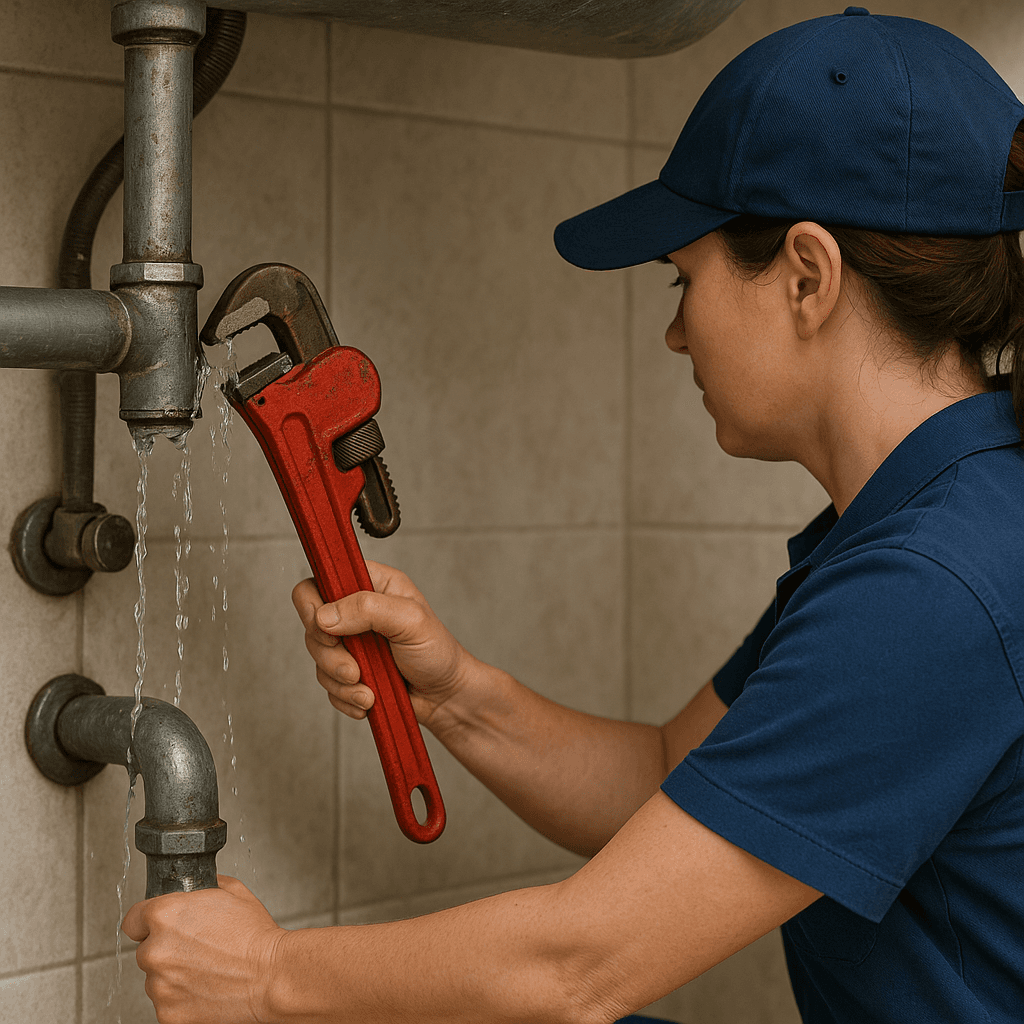 Female Plumber Fixing a Leak in Edinburgh